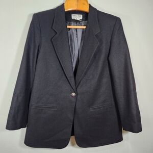 Barneys New York Women's Black Blazer 100% Wool Size 14